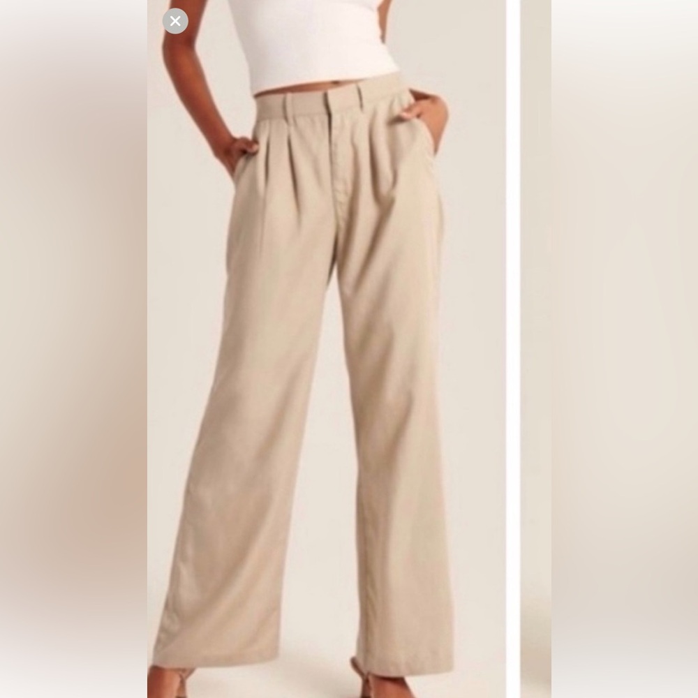 Abercrombie & Fitch High-Waist Wide-Leg Khaki Pants